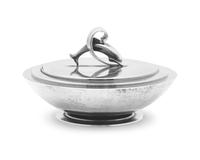 A Harald Nielsen Designed Georg Jensen Silver Dolphin Covered Bowl