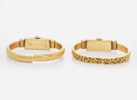A Set of Two Vintage 18K Yellow Gold Bangle Watches