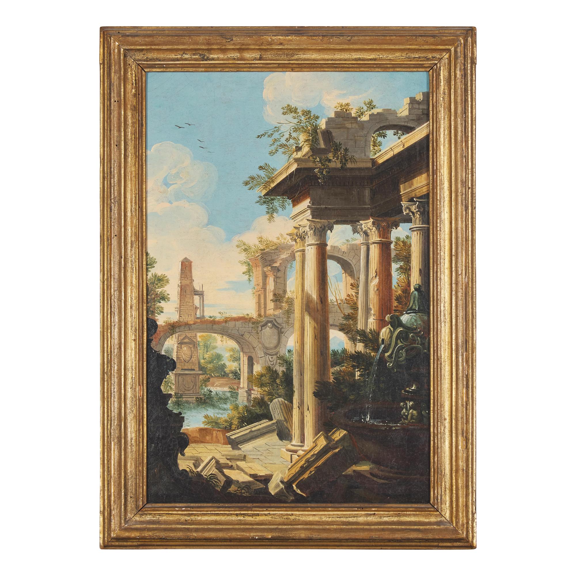 Manner of Viviano Codazzi (Italian, c. 1604-1670) 18th Century — Capricci with Figures