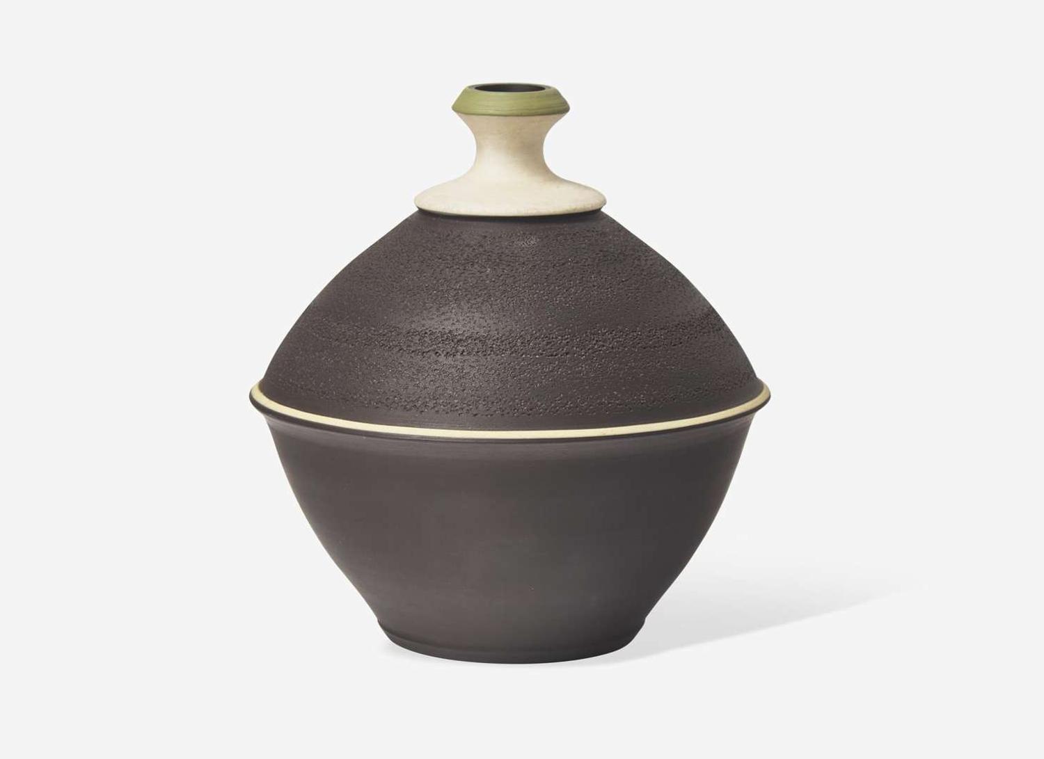 A Wedgwood Frank Brookes Black and White Jasperware Vase, UK, 1979