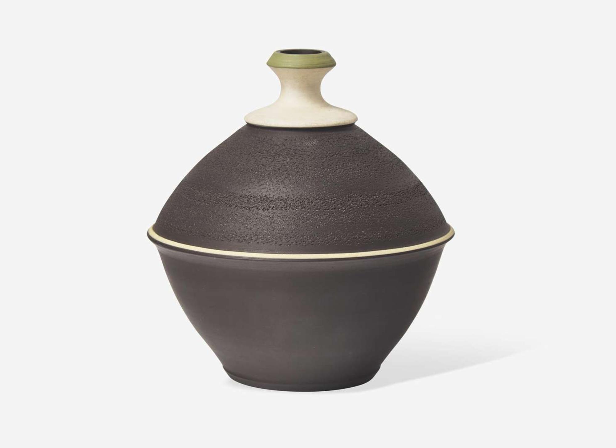 A Wedgwood Frank Brookes Black and White Jasperware Vase, UK, 1979