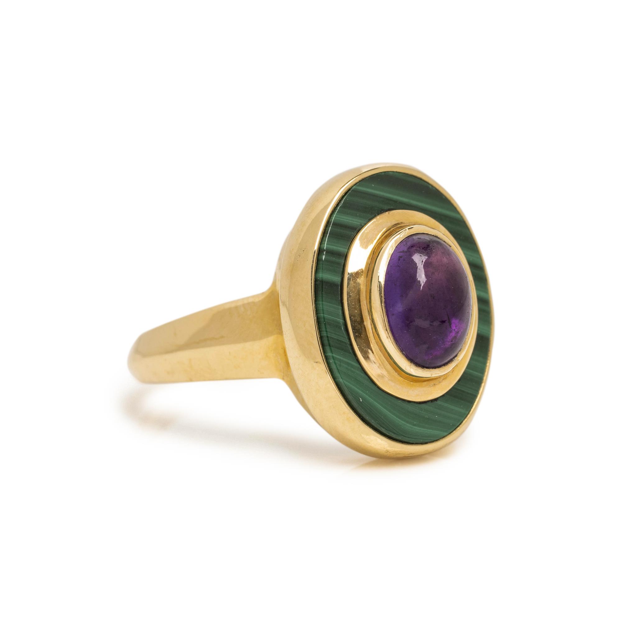 AMETHYST AND MALACHITE RING