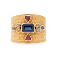 PAULA CREVOSHAY, YELLOW GOLD AND MULTIGEM RING