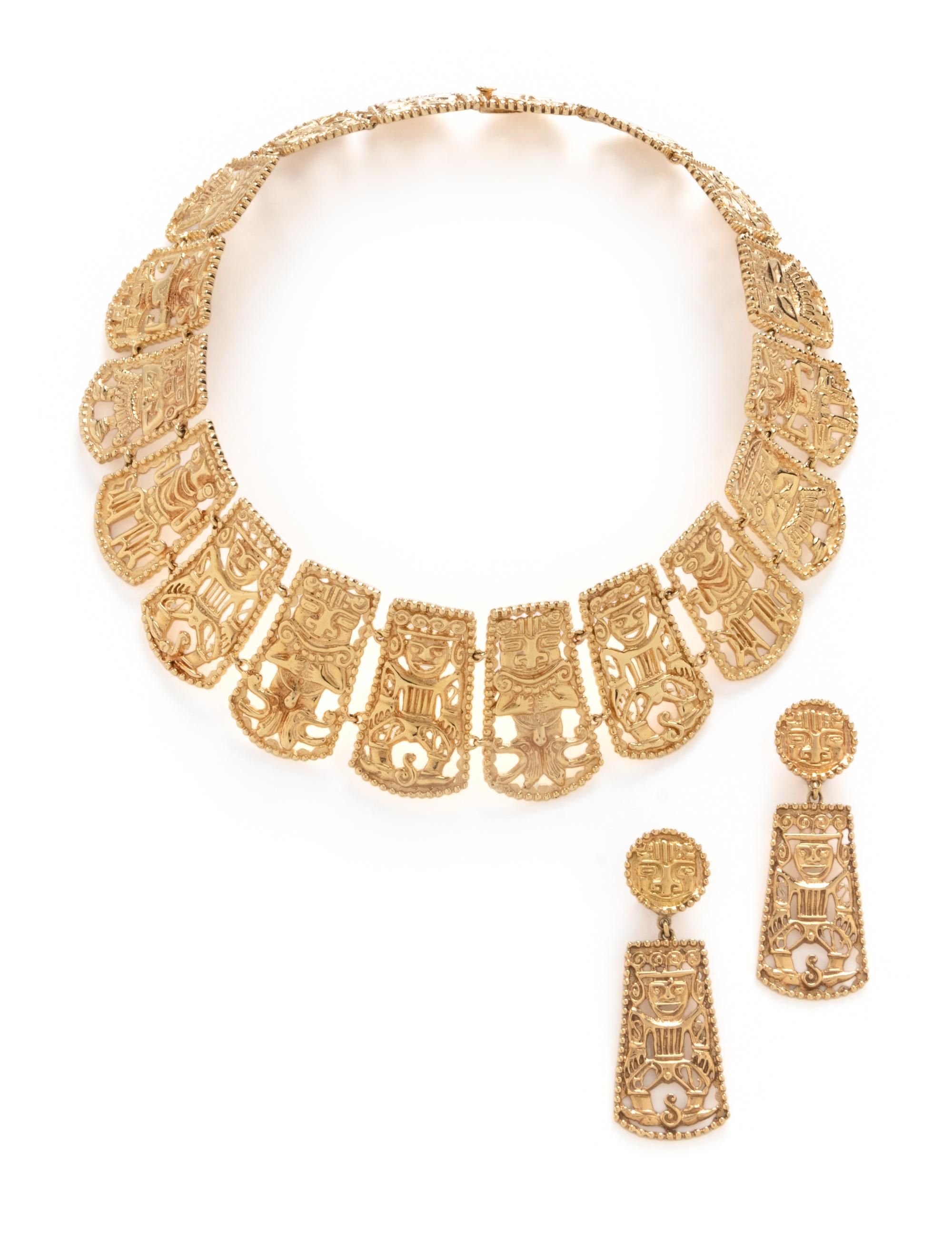 YELLOW GOLD NECKLACE AND EARCLIPS