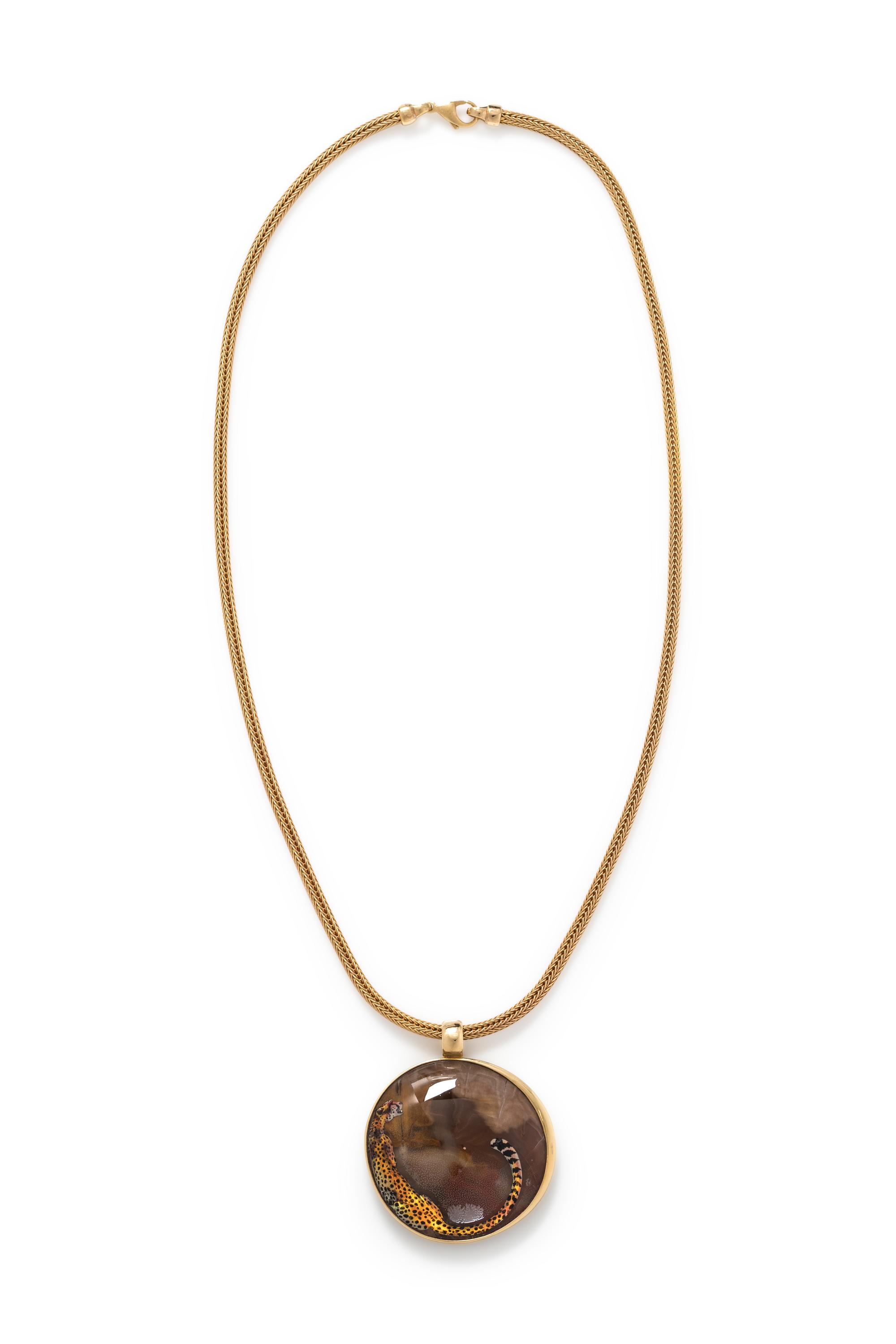 YELLOW GOLD AND HARDSTONE PENDANT/NECKLACE