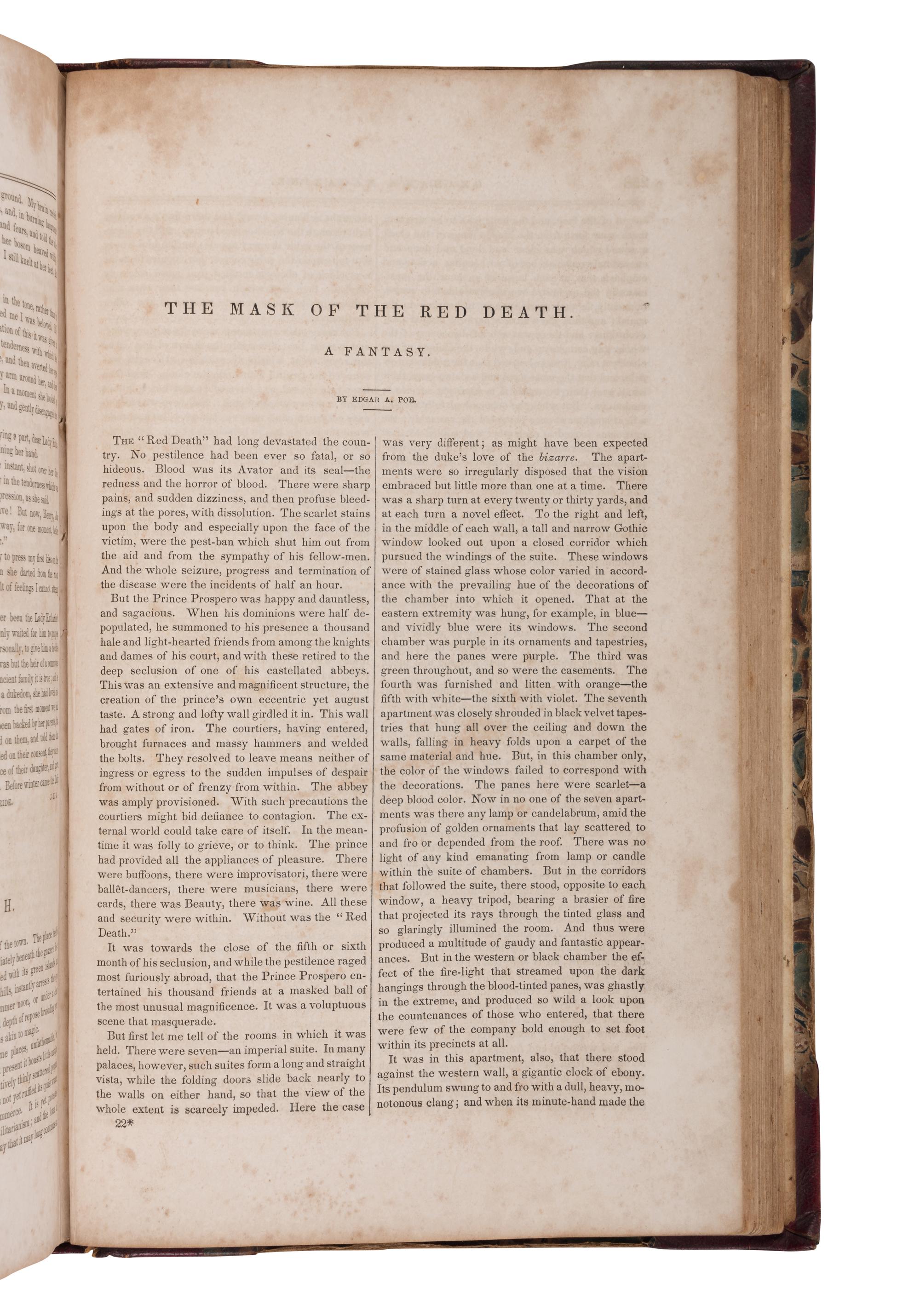 POE, Edgar Allan (1809-1849). 10 contributions in: Graham's Lady's and Gentleman's Magazine. Vol. XIX [and] Vol. XX . Philadelphia: George R. Graham, 1841-42.