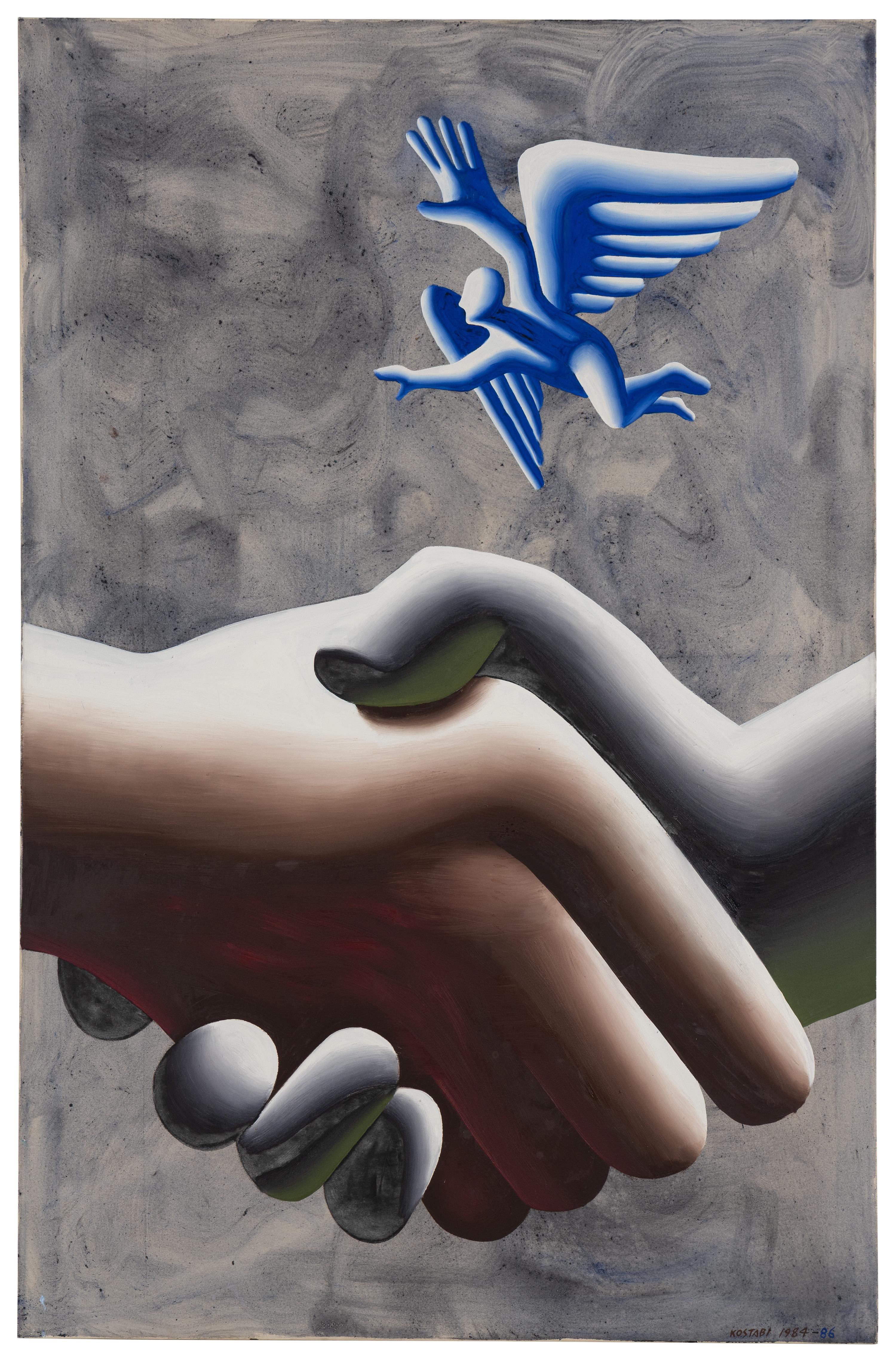 Mark Kostabi (American, b. 1960) — The Interpenetration of Aesthetics and Economics, 1984-1986