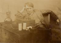 EDISON, Thomas (1847-1931). Sepia photograph, signed verso (“Edison”) and additionally inscribed to Figaro, n.d. [ca 1888].