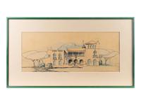 A Set of Three Architectural Sketches by Marion Sims Wyeth Studio of a Palm Beach Home