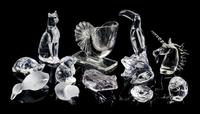 Baccarat, , a collection of 12 frosted and clear glass figures