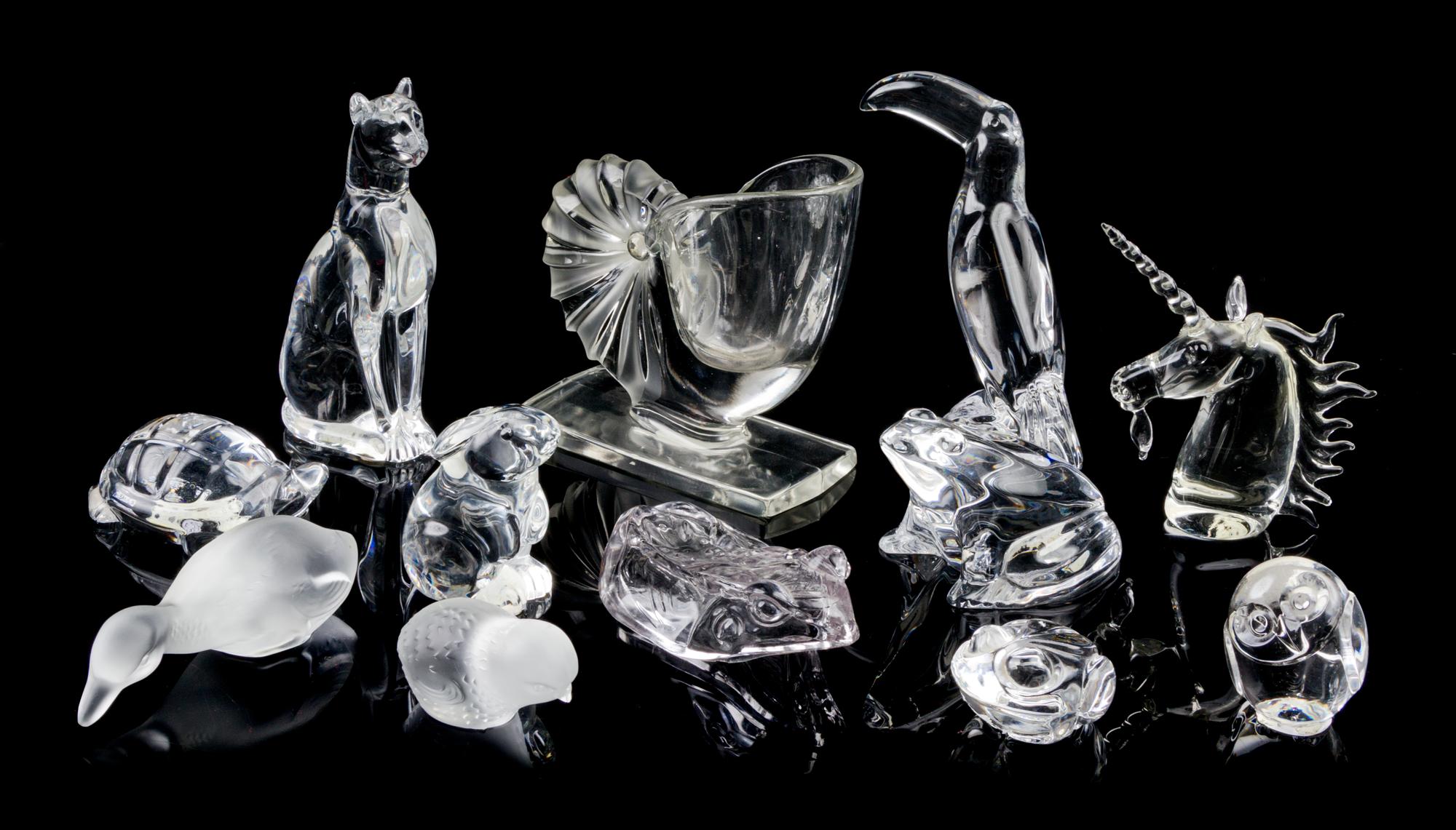 Baccarat, , a collection of 12 frosted and clear glass figures