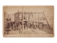[NEW MEXICO]. Bridge over Gallinas R. Las Vegas, N. M. Amer. Town in background. N.p., n.p., ca. 1890.