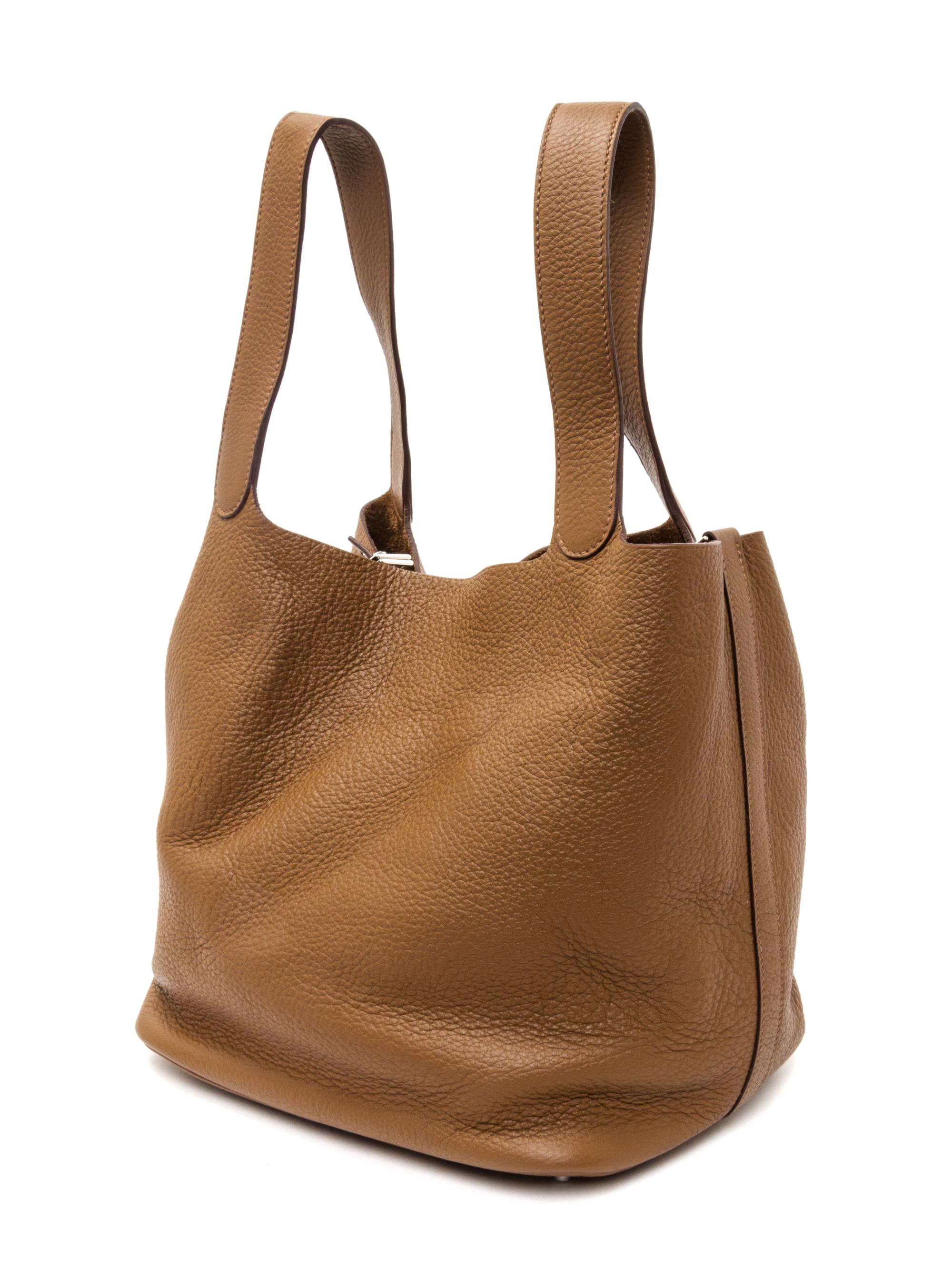 An Hermes Alezan Taurillon Clemence Picotin Lock GM Handbag, 10.5" x 10.5" x 8.5".