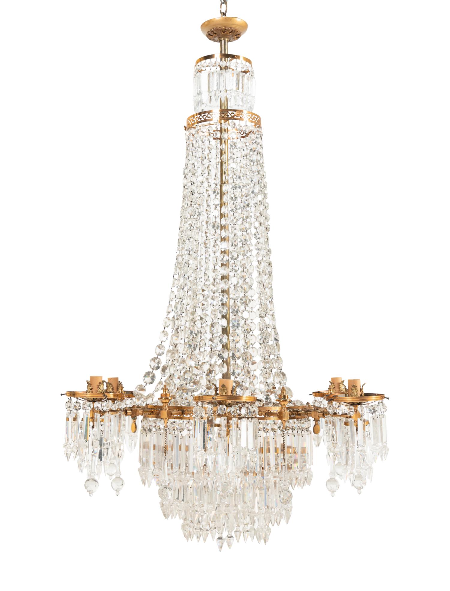 A Victorian Cut Glass Six-Light Chandelier