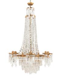 A Victorian Cut Glass Six-Light Chandelier