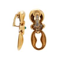 CARTIER, YELLOW GOLD, EMERALD AND DIAMOND EARCLIPS