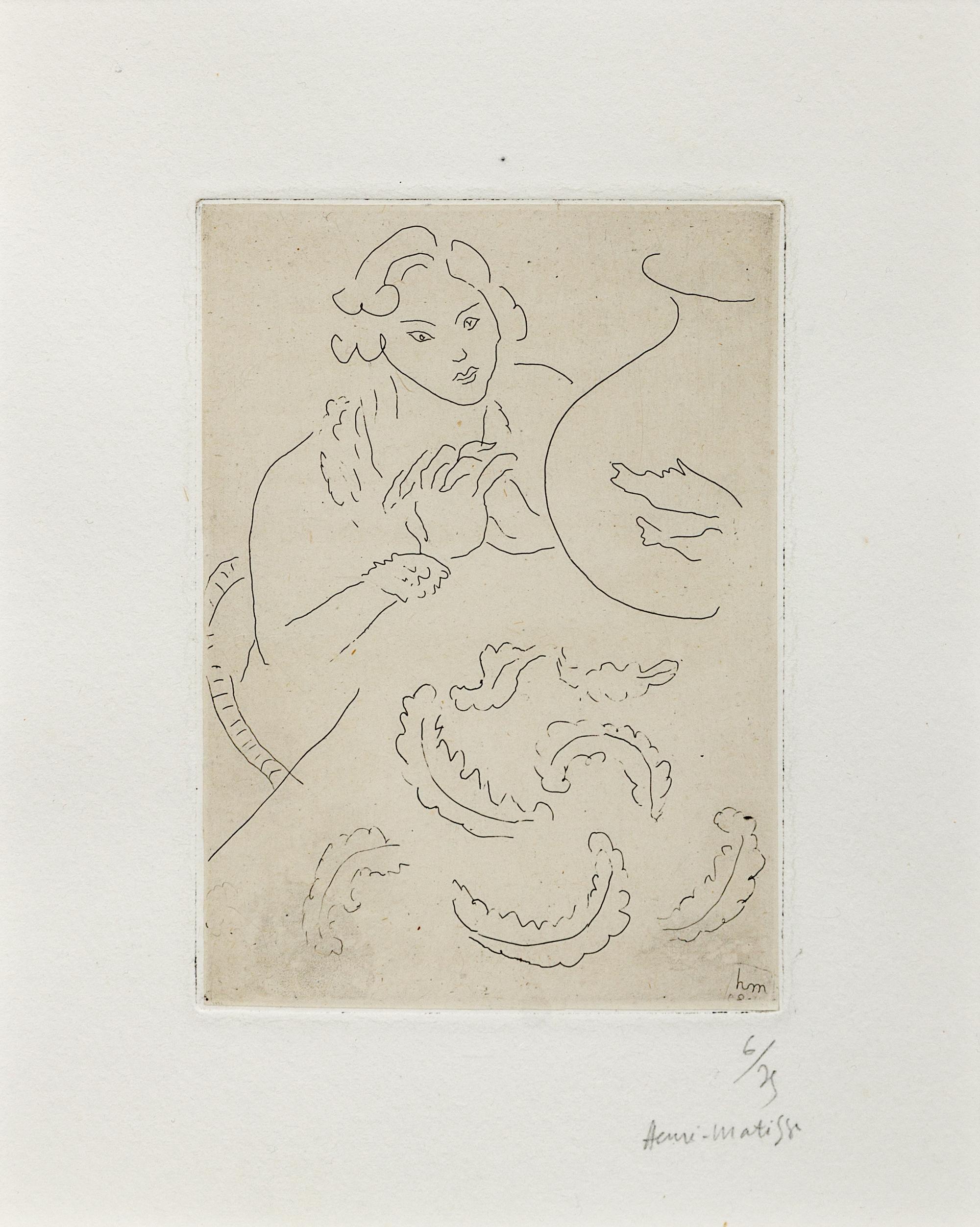Figure Mains jointes et Nappe à Décor persan