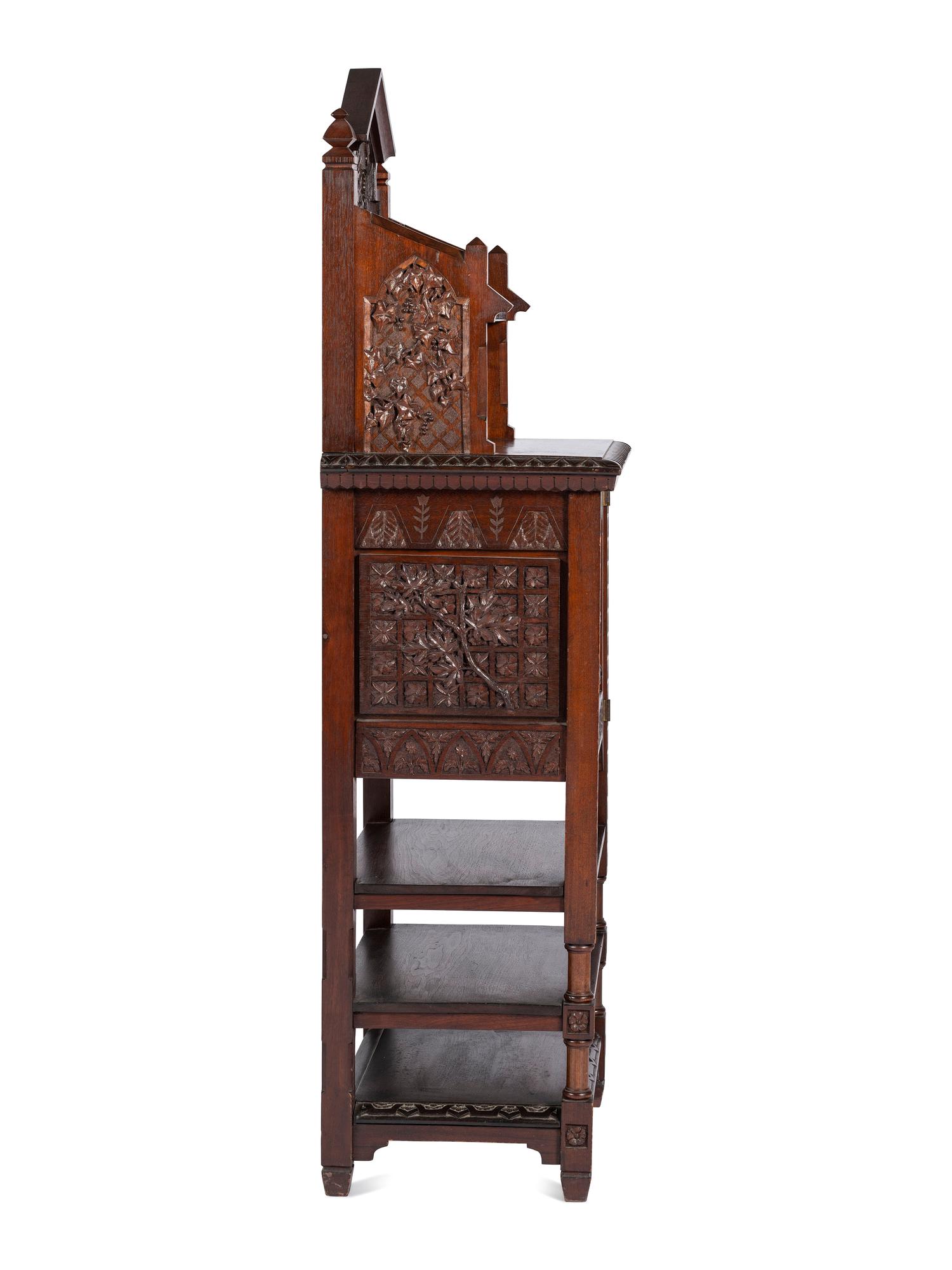 with carved floral and butterfly motifs