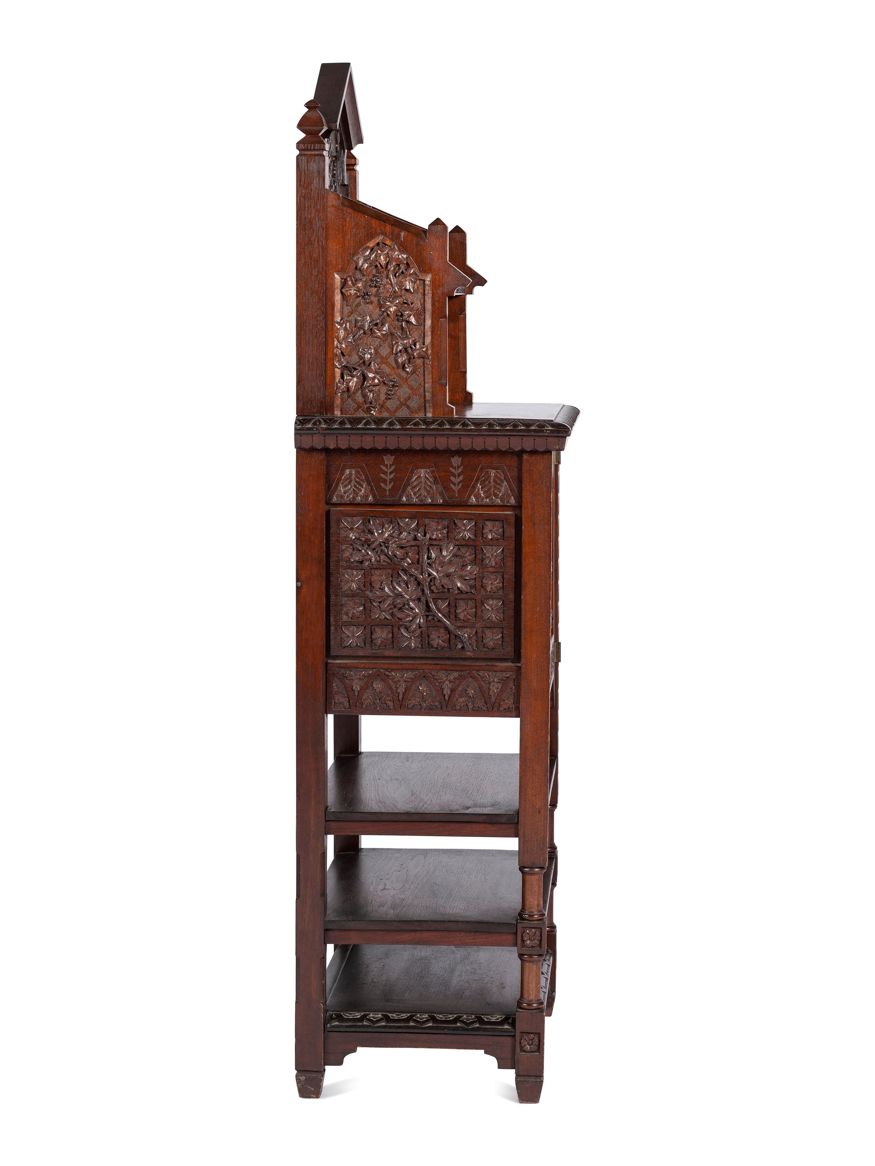 with carved floral and butterfly motifs