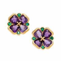 Chanel, Amethyst, Emerald, and Yellow Gold Clover Earrings