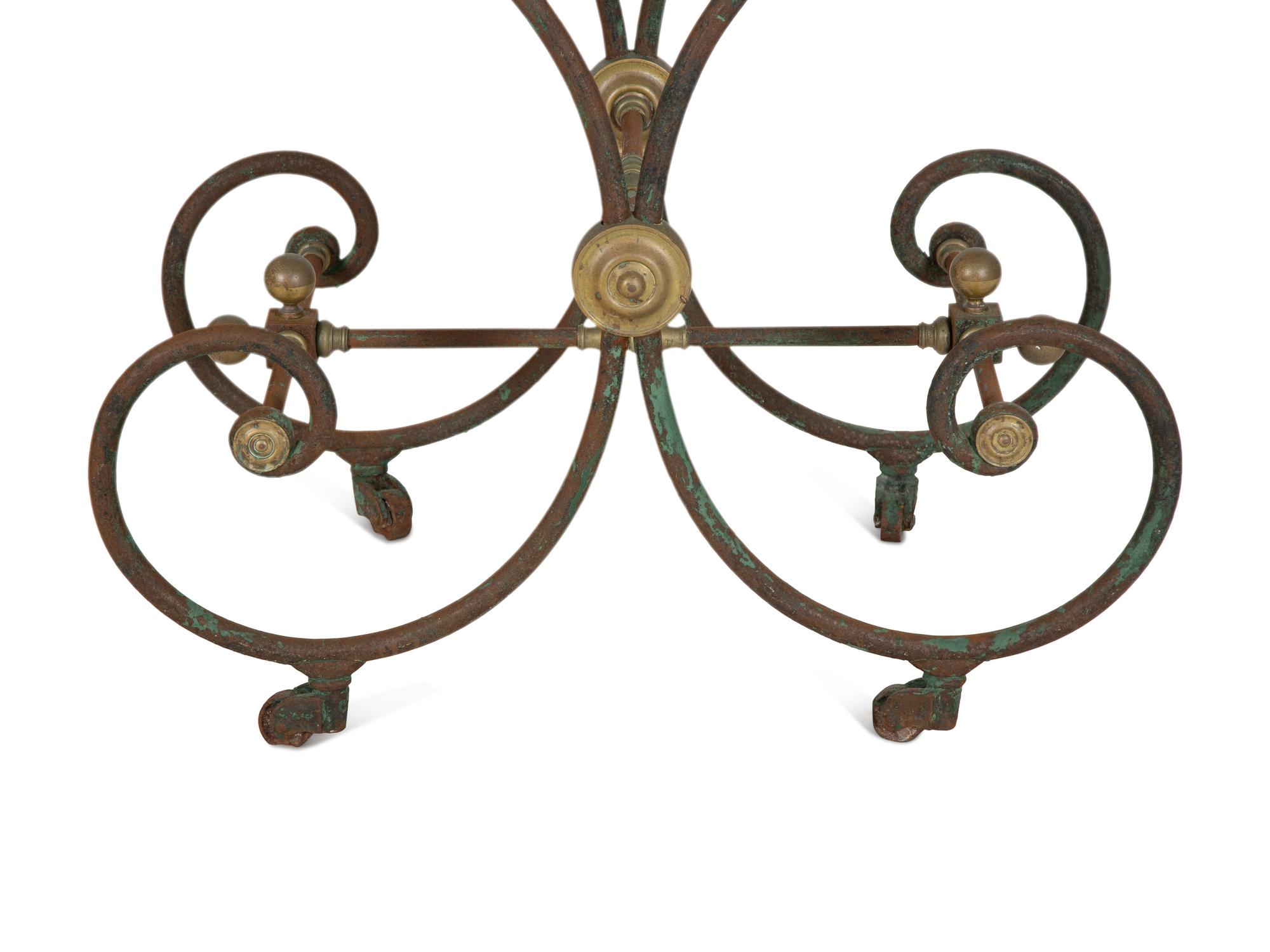 A French Patinated Iron and Marble Pastry Table