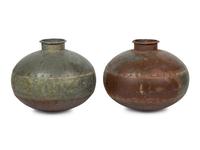 Two Hammered Metal Vessels