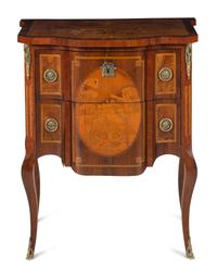A Louis XV/XVI Transitional Style Marquetry Chest of Drawers