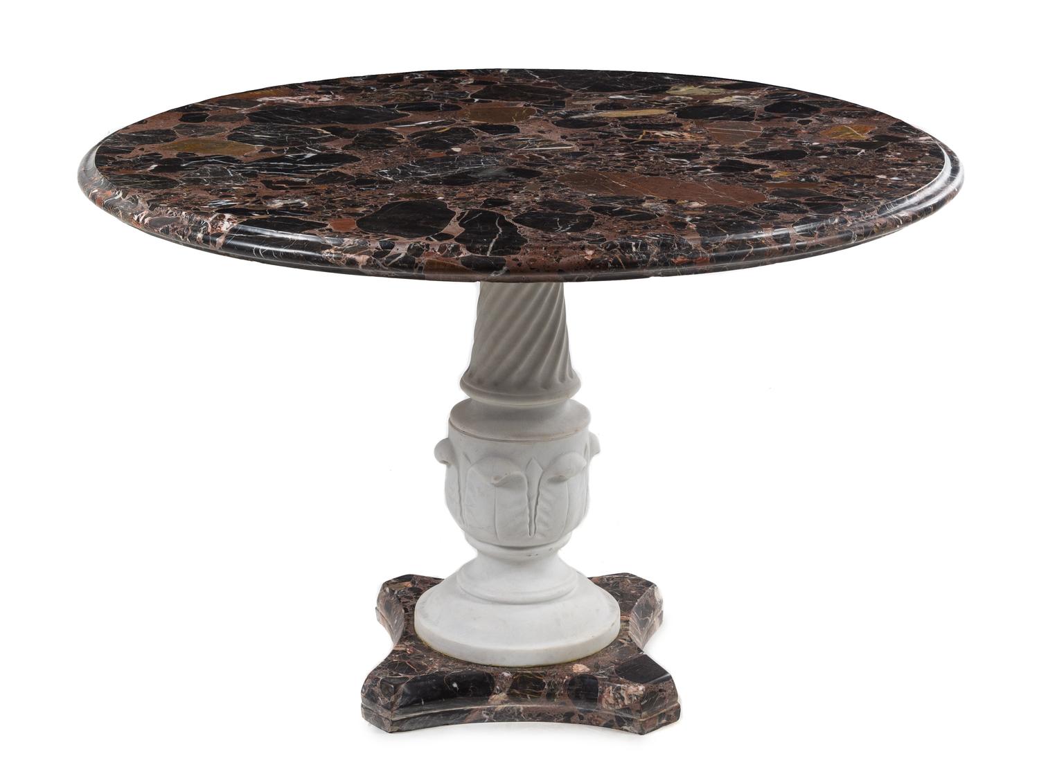A Neoclassical Style Marble Table Height 31 x diameter of top 48 inches. — 20TH CENTURY