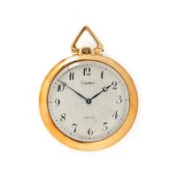 CARTIER, YELLOW GOLD OPEN-FACE POCKET WATCH