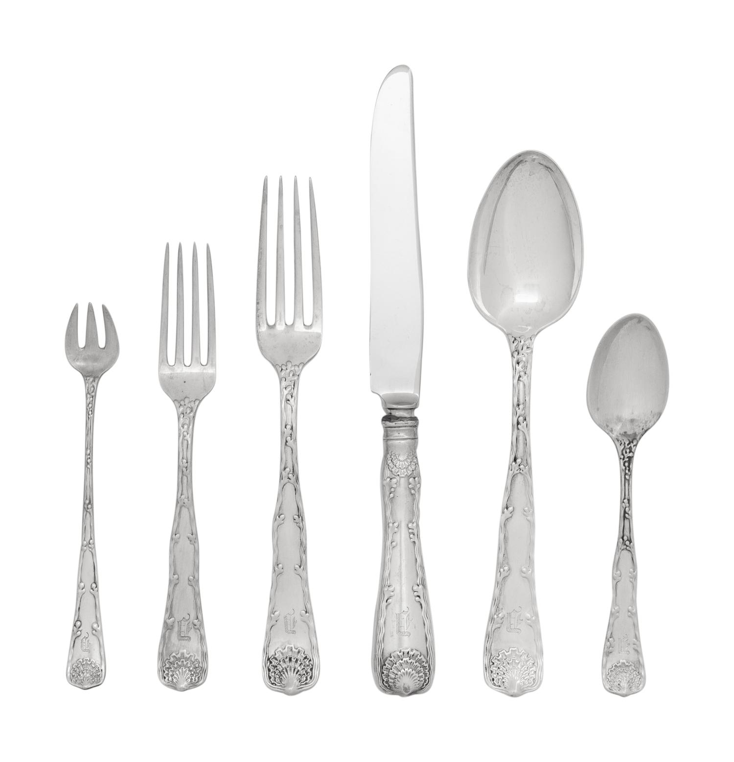A Tiffany and Co. Wave Edge Silver Flatware Service