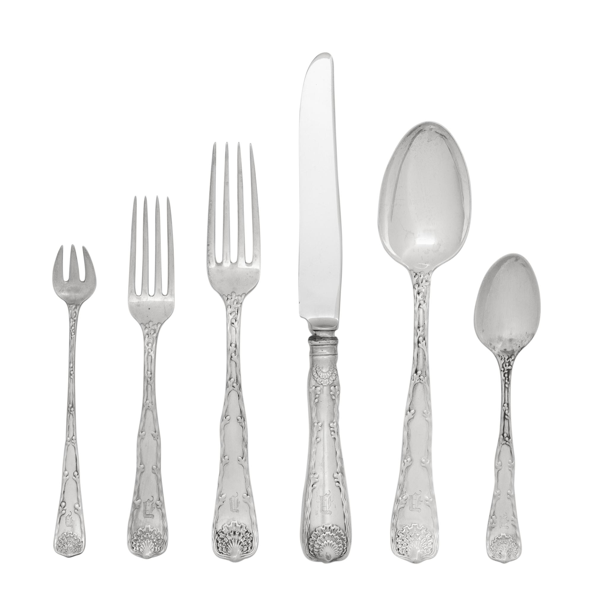 A Tiffany and Co. Wave Edge Silver Flatware Service