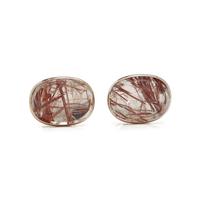 WHITE GOLD AND RUTILATED QUARTZ CUFFLINKS