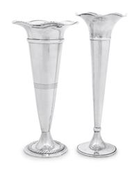 Two American Silver Trumpet Vases