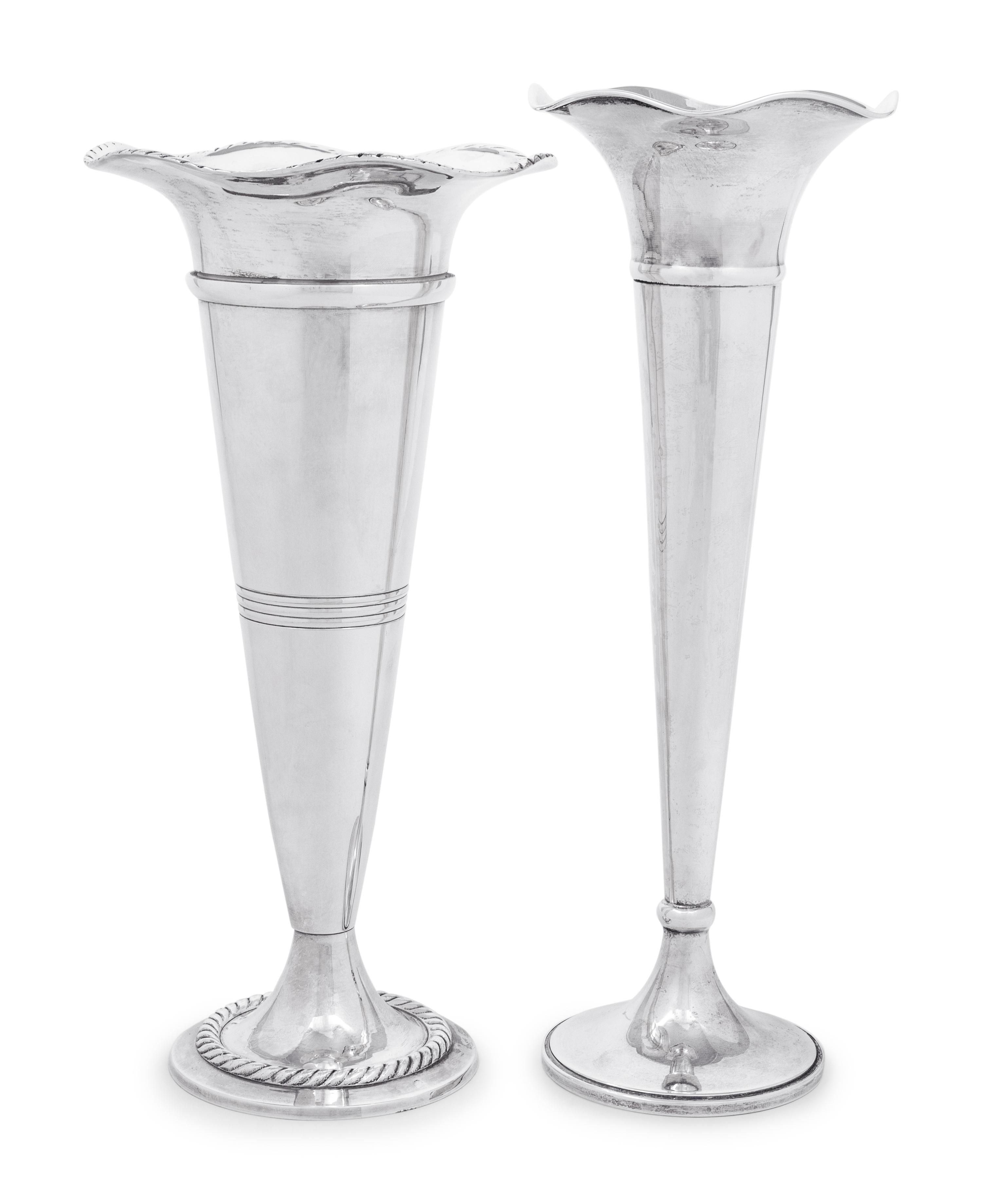 Two American Silver Trumpet Vases