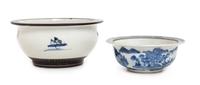 Two Chinese Blue and White Glazed Porcelain Bowls Diameter 8 inches. — LATE 19TH/20TH CENTURY