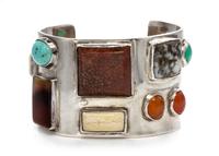A Sterling Silver and Multigem Bracelet, Theodore Drendel, 68.90 dwts.