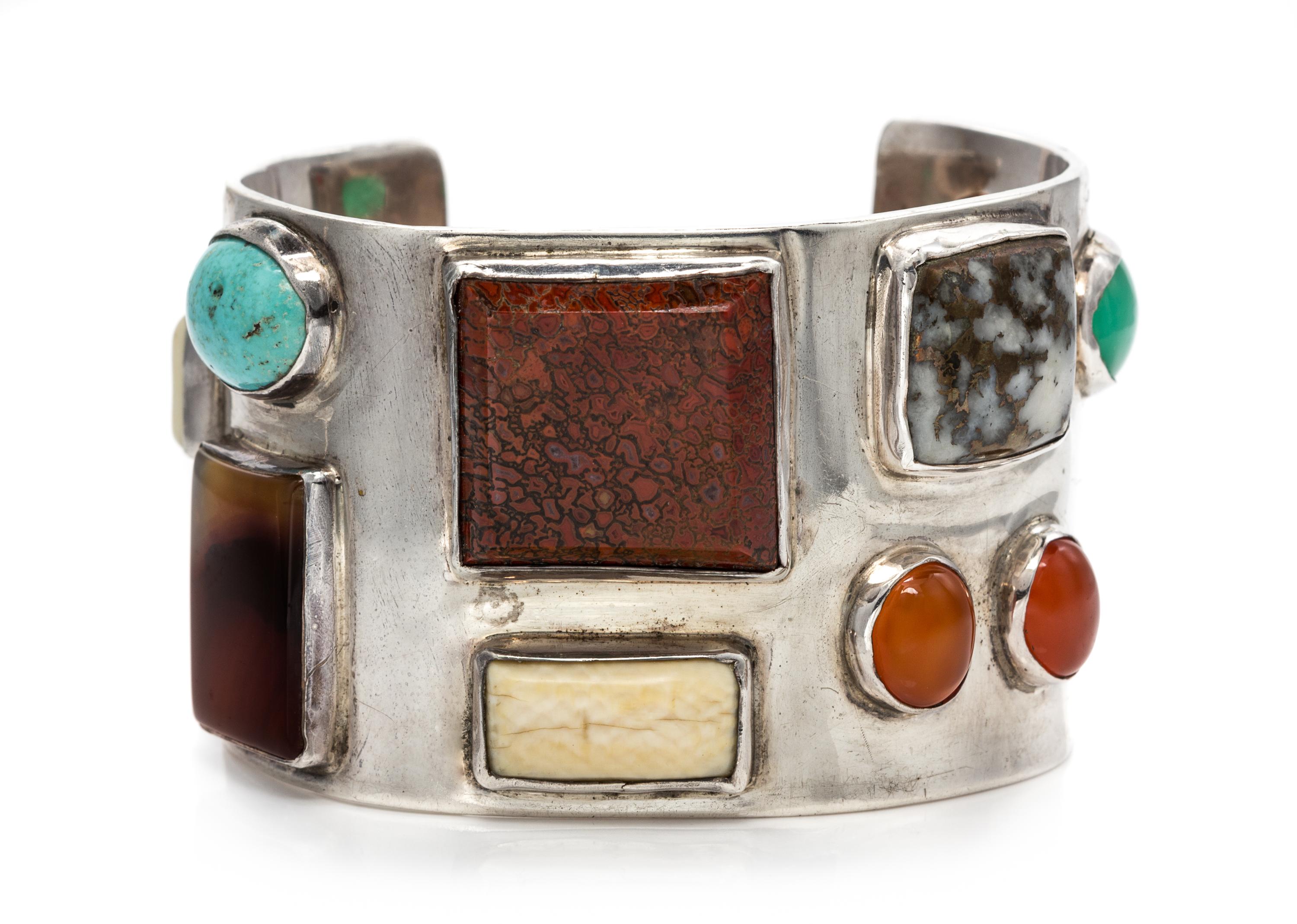 A Sterling Silver and Multigem Bracelet, Theodore Drendel, 68.90 dwts.