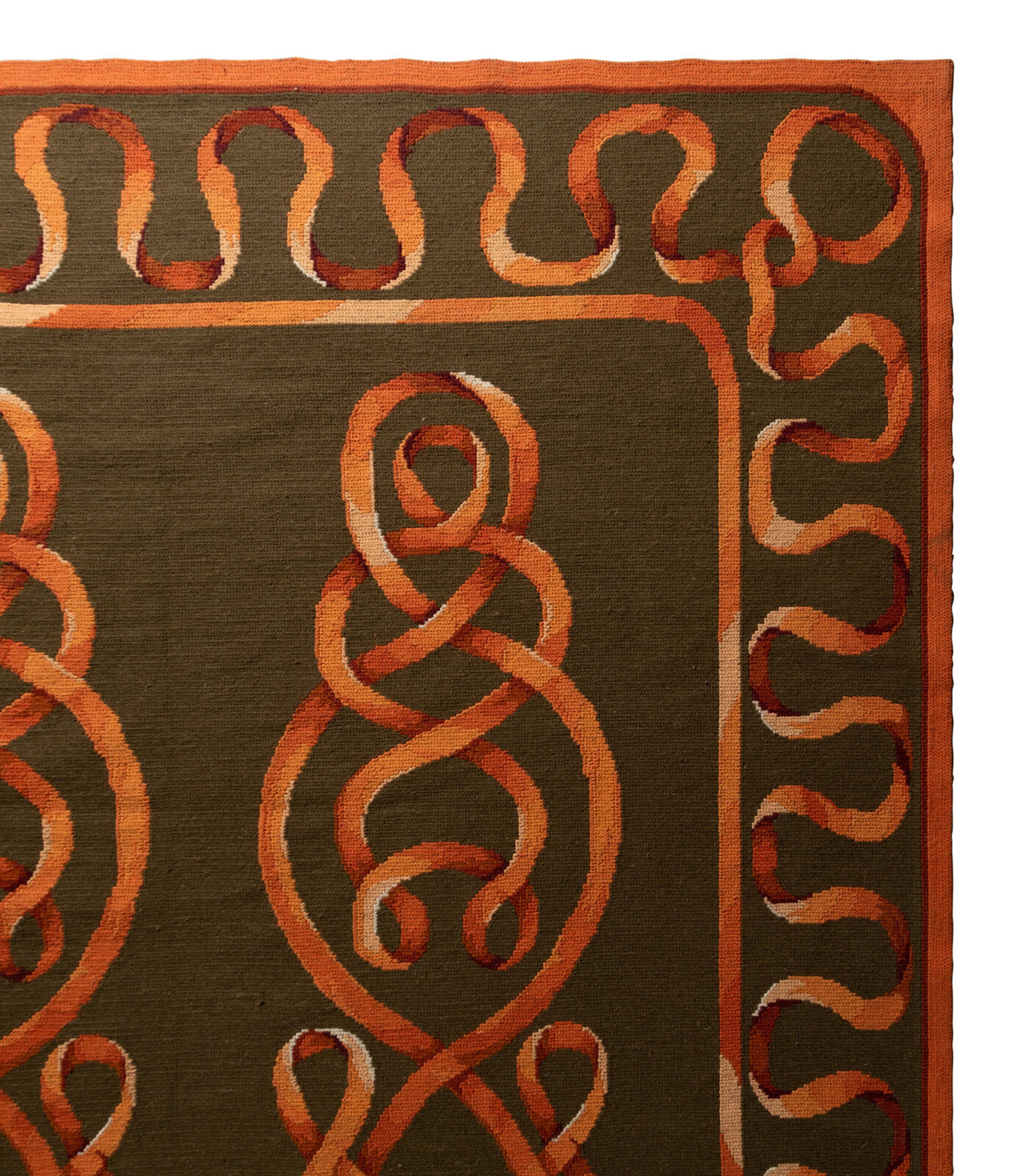 A Ribbon-Motif Chain Stitch Rug