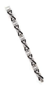 An 18 Karat White Gold, Diamond, Rock Crystal, and Onyx Bracelet,