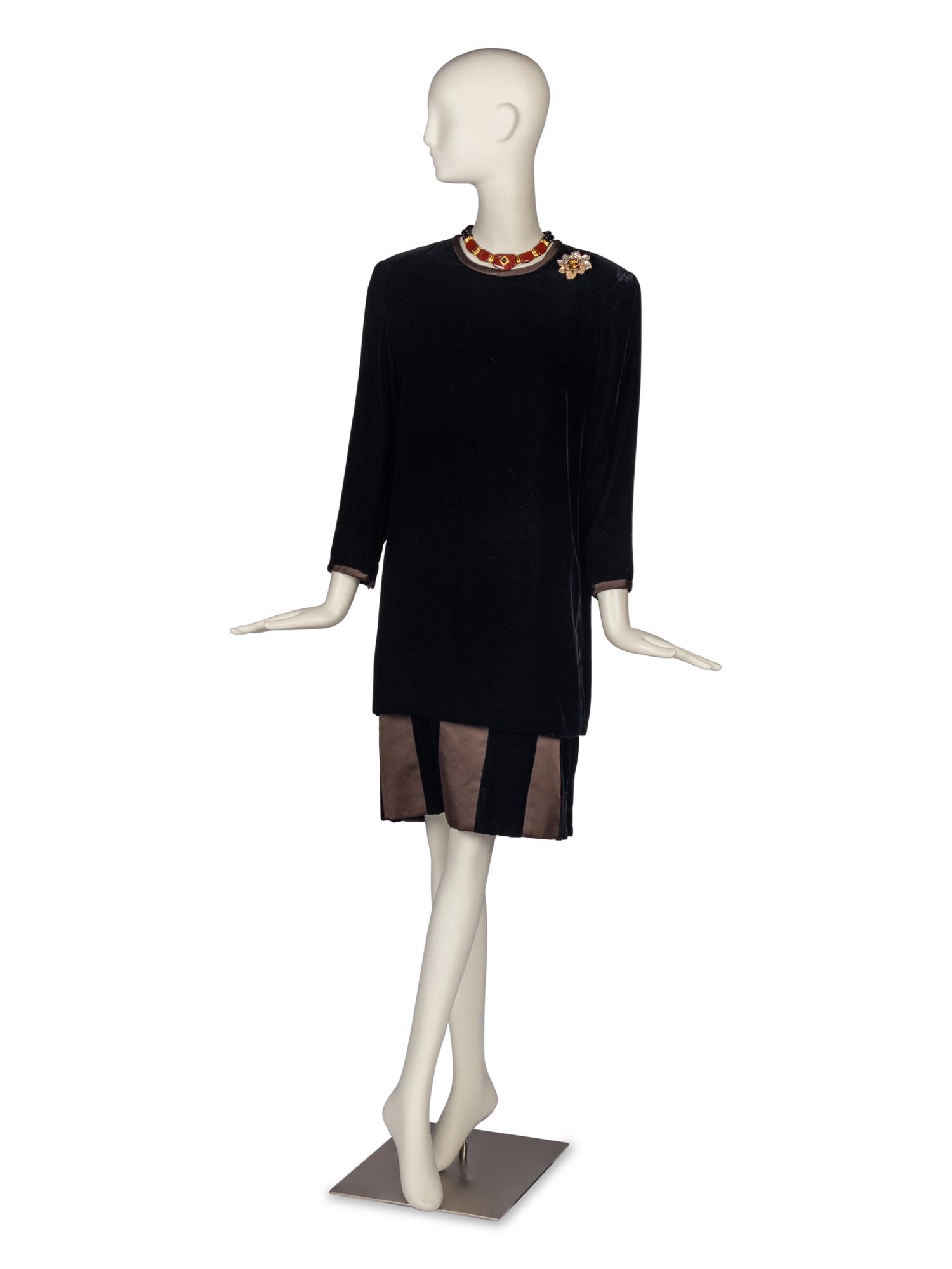Martin Ross Dress Accompanied by Two Pieces of Costume Jewelry