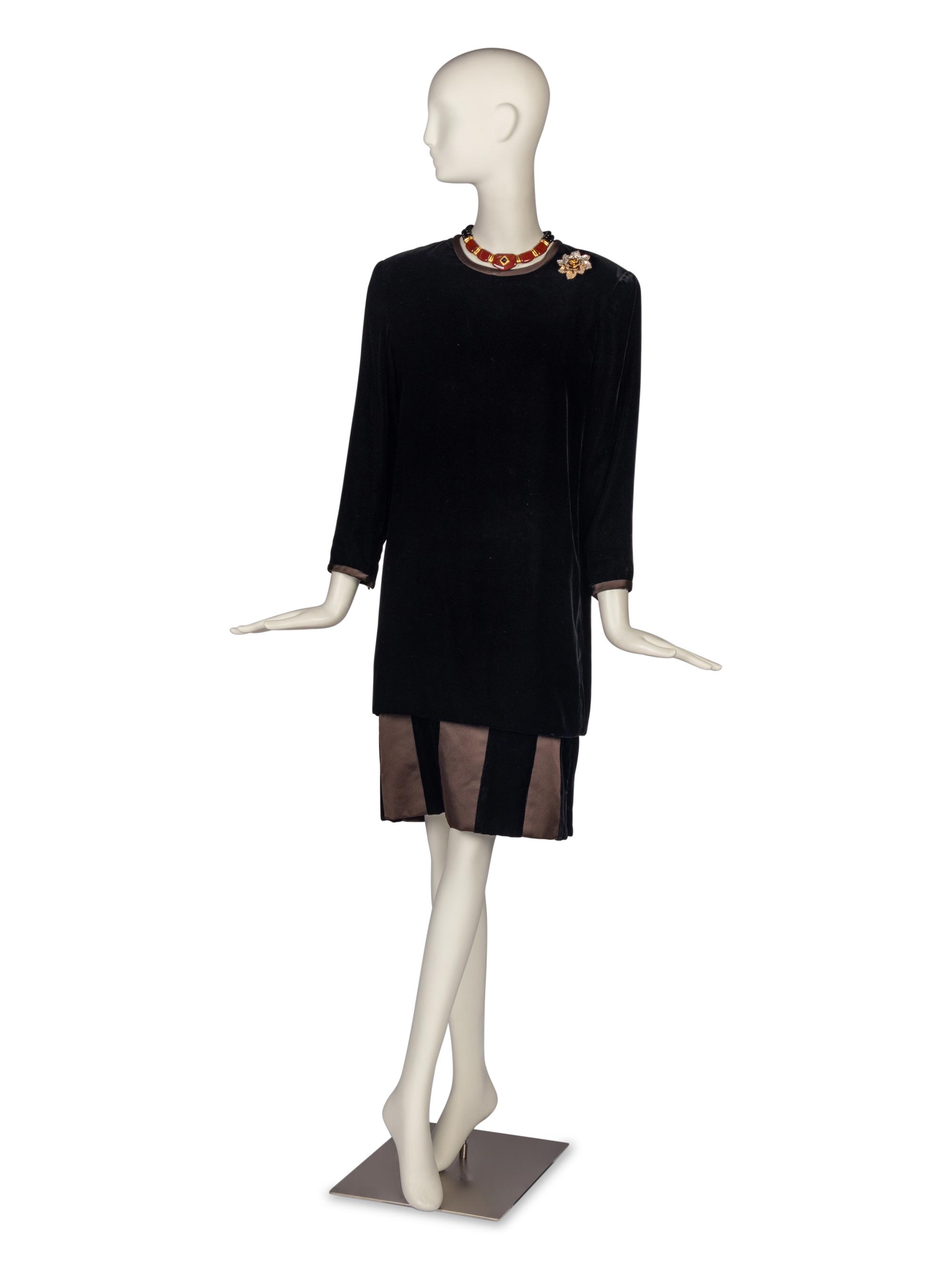 Martin Ross Dress Accompanied by Two Pieces of Costume Jewelry