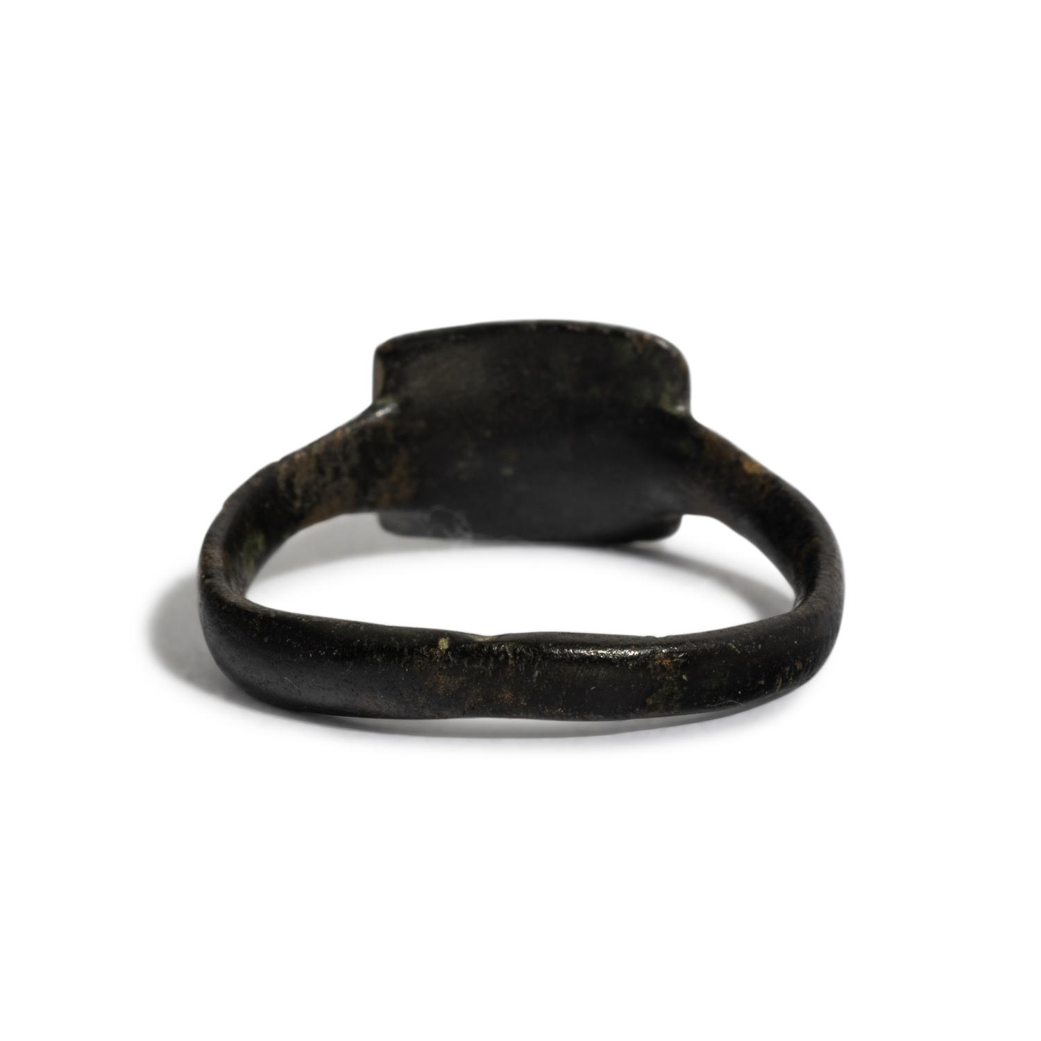 A Holy Land Bronze Ring with a Menorah