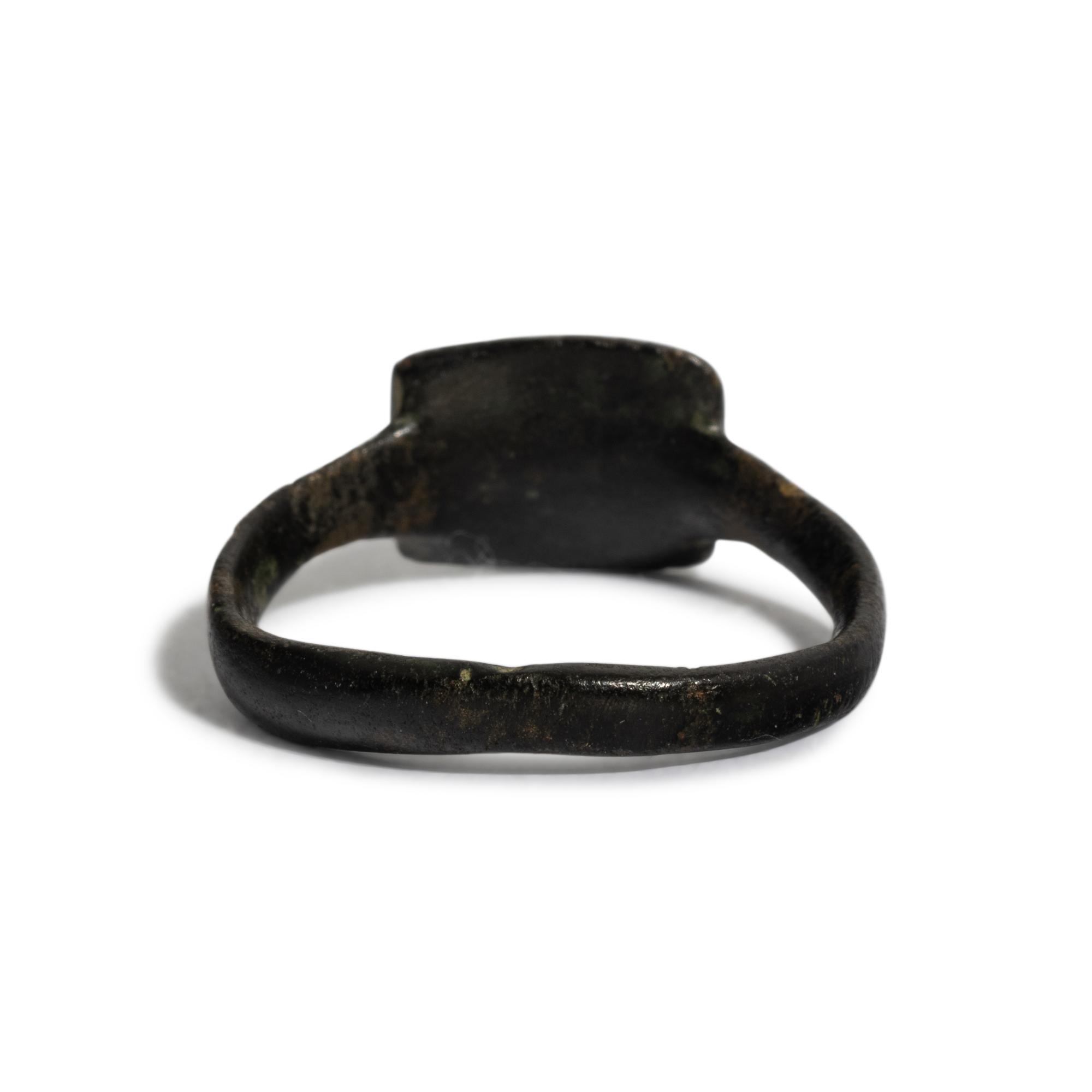A Holy Land Bronze Ring with a Menorah