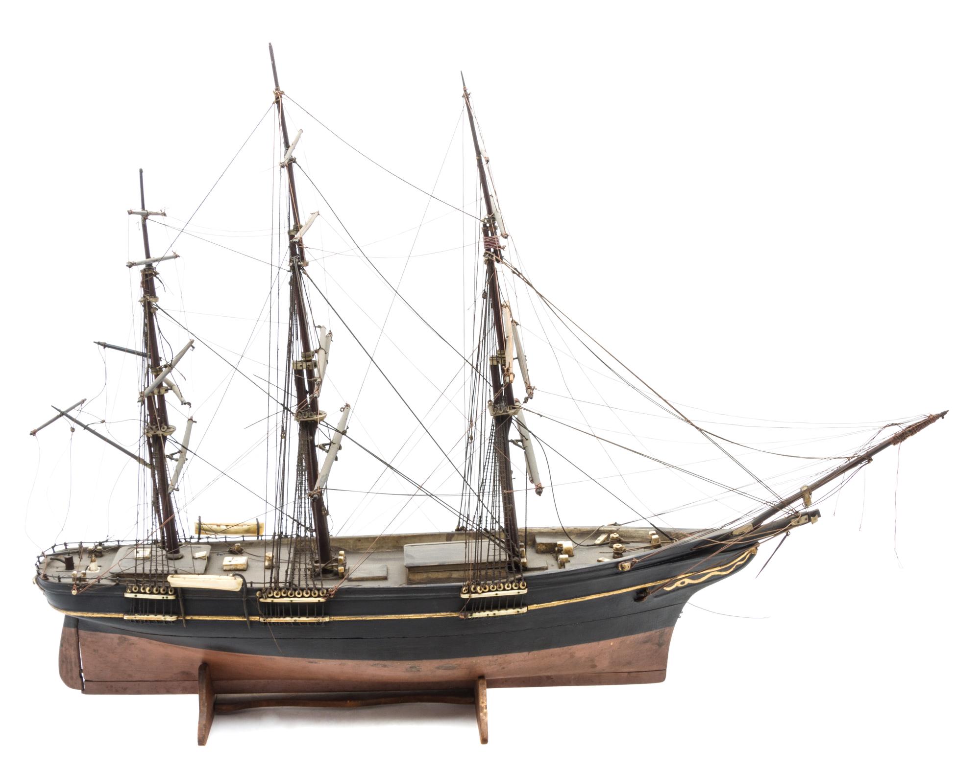 An American Polycrome Wood Ship Model Height 24 x length 32 inches. — POSSIBLY THE YOUNG AMERICA