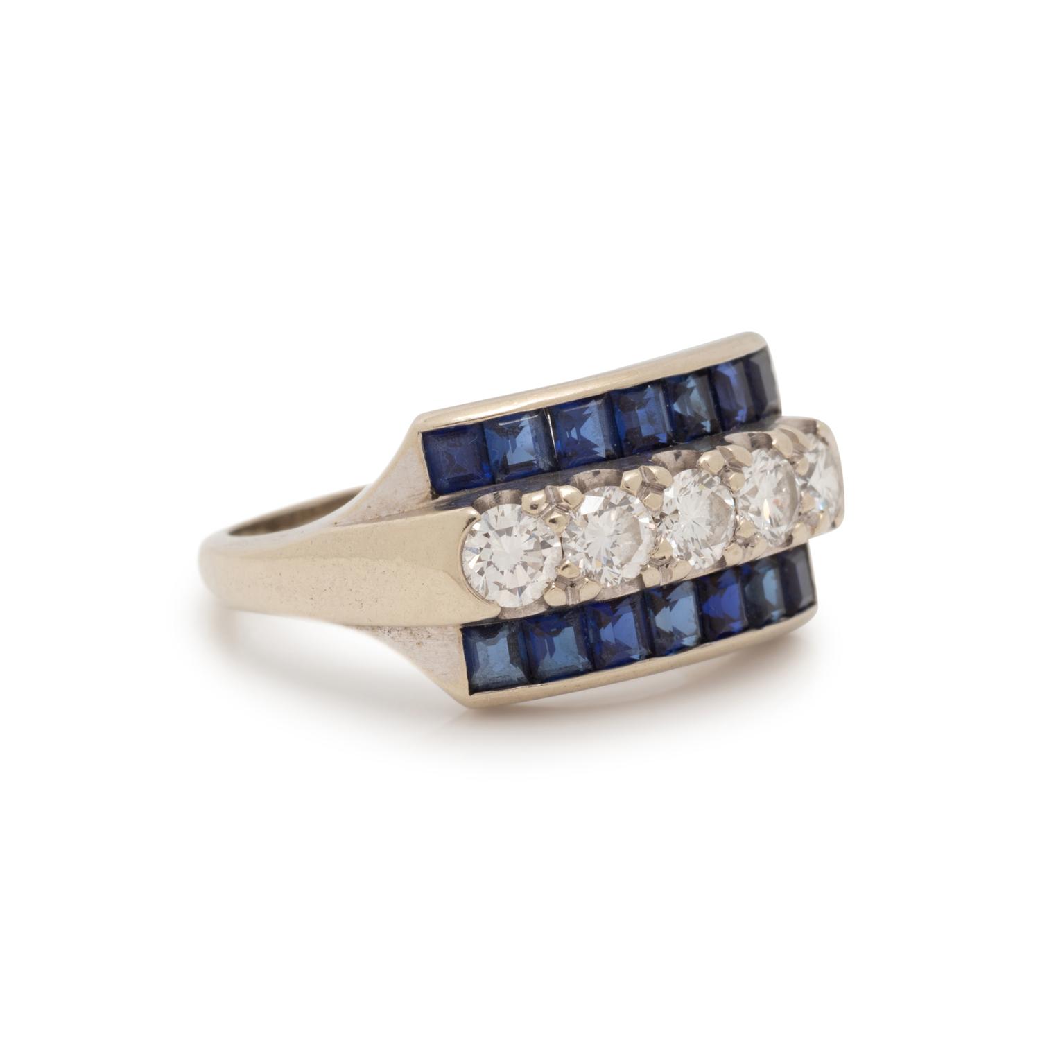 DIAMOND AND SYNTHETIC SAPPHIRE RING