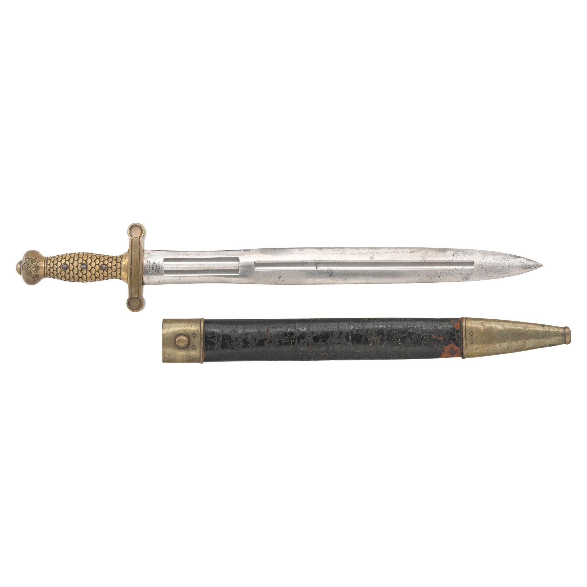 Rare Early Production Ames Model 1832 Heavy Artillery Saber & Scabbard Dated 1833 with an S HUSE Marked Hilt