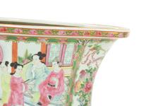 A Pair of Rose Canton Porcelain Oval Jardinieres on Conforming Footed Bases