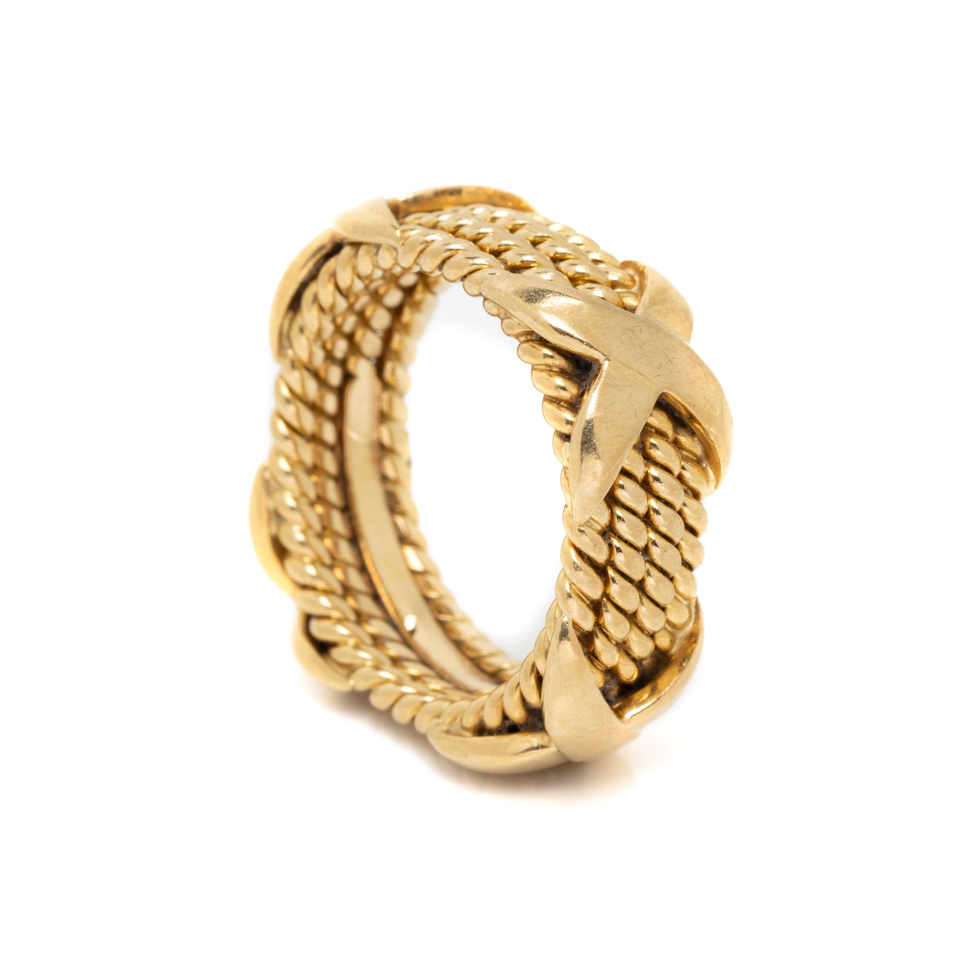 TIFFANY & CO., SCHLUMBERGER, YELLOW GOLD 'ROPE FOUR-ROW X' RING