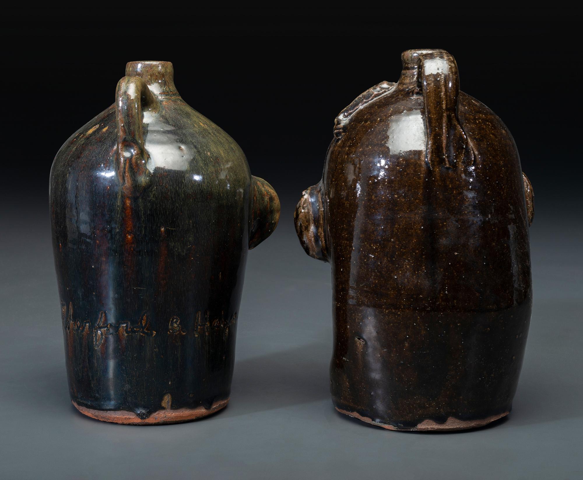 Two Southern Stoneware Face Jugs