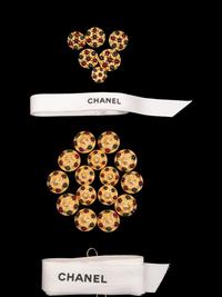 Collection of 73 Chanel Buttons, Fabric Swatches, and Ribbons, 1980-2010s